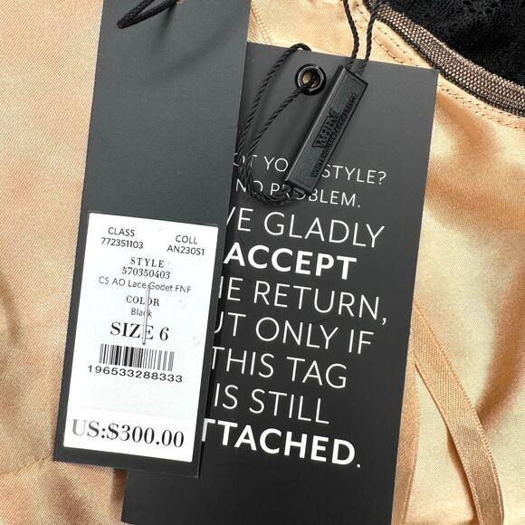 WHBM Black Cap Sleeve All Over Lace Godet Fit & Flare Dress Sz 6 Holiday NWT - Picture 16 of 17